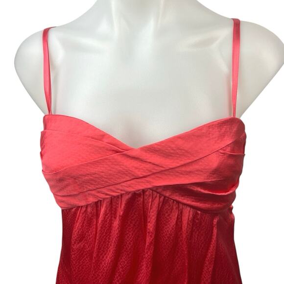 BCBGMaxazria Pink 100% Silk Bow Spaghetti Cami Camisole Mini Tank Slip Dress 2 - Picture 3 of 6